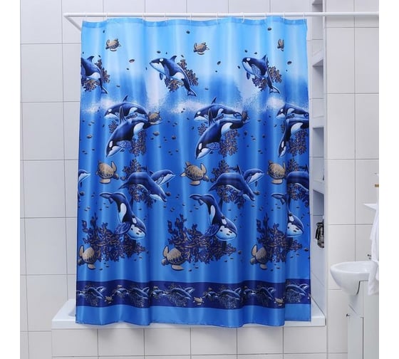 Изображение товара Штора для ванной Доляна Морская 180х170 см, полиэстер 732872