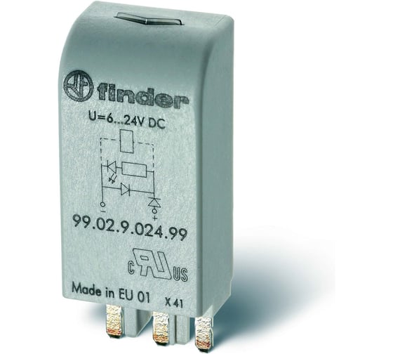 Изображение товара Набор Модуль индикации и защиты FINDER 9902902499; 10шт; зеленый LED + диод (+ A1); 6...24В DC 9902902499V10
