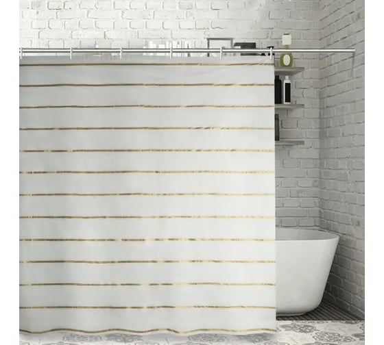 Изображение товара Штора для ванной Доляна Лайн 180х180 см, белый, EVA 4442898