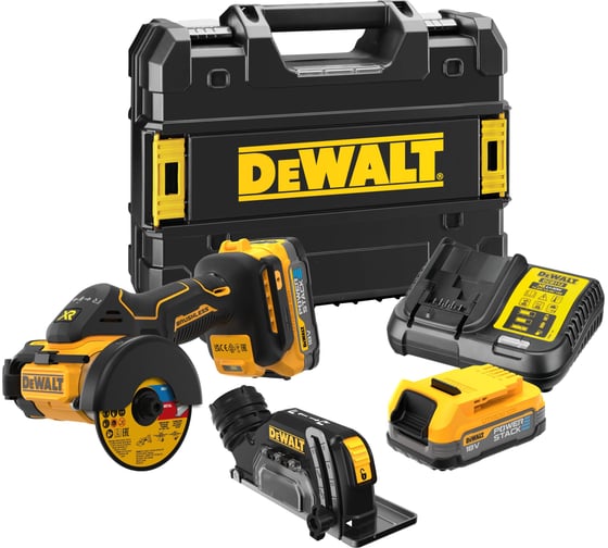 Изображение товара Аккумуляторная отрезная машина Dewalt DCS438E2T, 18 В, 76 мм, 20000 об/мин, с 2 АКБ 1.7 Ач и ЗУ, в кейсе TSTAK DCS438E2T-QW