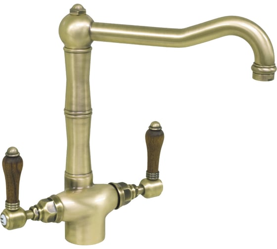 Изображение товара Смеситель для кухни ALVEUS Nicolazzi El Capitan с деревянными ручками (бронза), 1406AG79