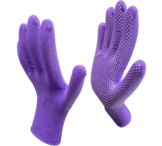 Изображение товара Перчатки рабочие Master-Pro® 50 пар, Категория А МИКРОТАЧ фиолетовый, нейлоновые с ПВХ покрытием, размер 8 (S) 2513-NPVC-BLUE(V)-S-50