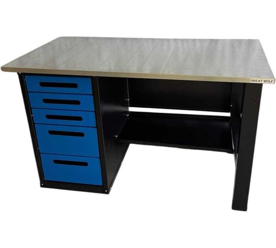 Изображение товара Верстак Great Wolf однотумбовый, 5 ящиков, синий 1400x700, GWT-V1400BL3