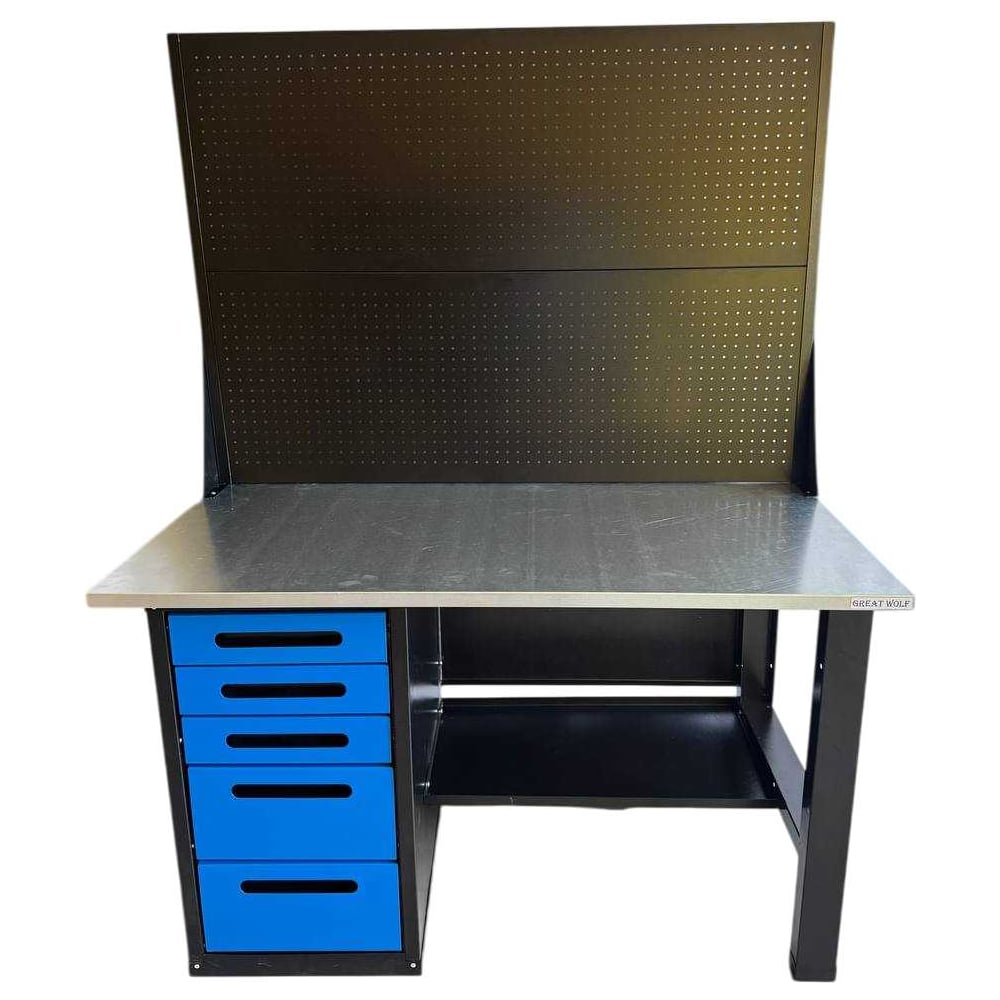 Изображение товара Верстак Profi с двумя экранами и ящиками, синий 1400x700 GWT-V1400BL5
