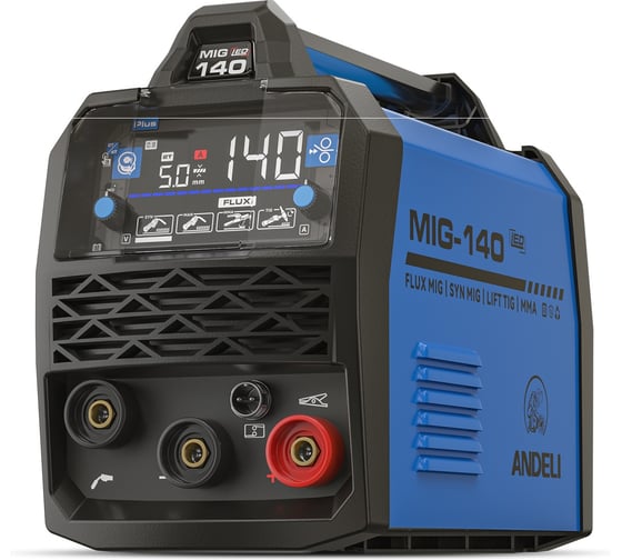 Изображение товара Сварочный аппарат инвертор ANDELI MIG-140 PLUS (LIFT TIG/MMA/SYN MIG/FLUX MIG/2T-4T) артикул ADL20-707
