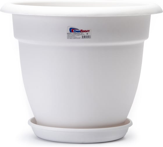 Изображение товара Кашпо с поддоном ООО "ТД "ДИМПЛАСТ" 12 л белый 2 шт 4687206955394