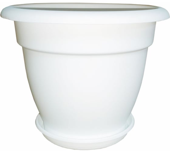 Изображение товара Кашпо с поддоном ООО "ТД "ДИМПЛАСТ" 1 л белый 10 шт 4687206955349