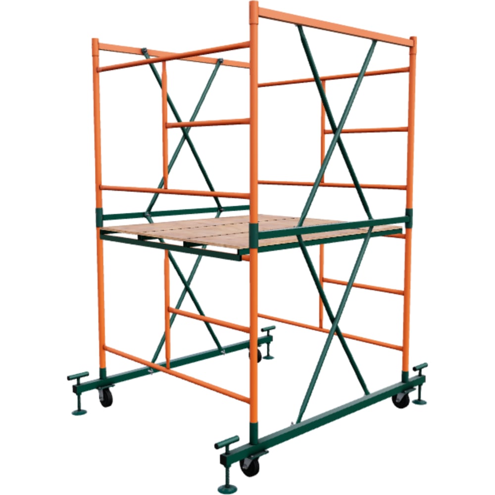 Изображение товара Высотная вышка-тура РИЗ 1,6x2,0 м, Н=2.8 м, модульная с колесами и винтовыми опорами