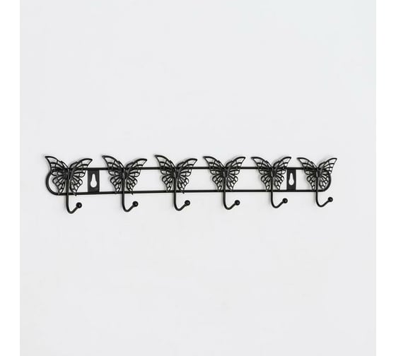 Изображение товара Вешалка Доляна Бабочки на 6 крючков 41,5х7,5х3,5 см цвет черный 1695970
