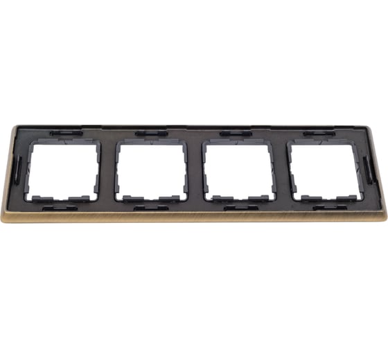 Изображение товара Декоративная рамка Simon, 4 поста, Select, S82 Detail, графит-латунь 8201640-247