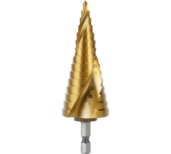 Изображение товара Сверло ступенчатое по металлу Deli 4-32мм DH-JTZ032-E1 (HSS 4341, спиральная канавка, шестигранный хвостовик) 178400