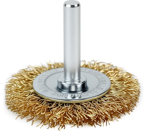 Изображение товара Щетка дисковая прямая для дрели Deli 50мм DH-GSS050-E4 латунированная, толщина проволоки 0.3мм, хвостовик 6мм, макс. 4500 об/мин 170551