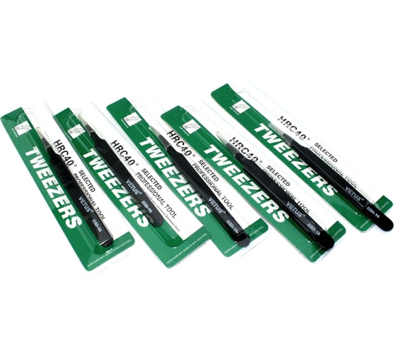 Изображение товара Пинцет Amperin Vetus ESD-14 антимагнитный, прямой, черный 115 мм 5 шт 111142