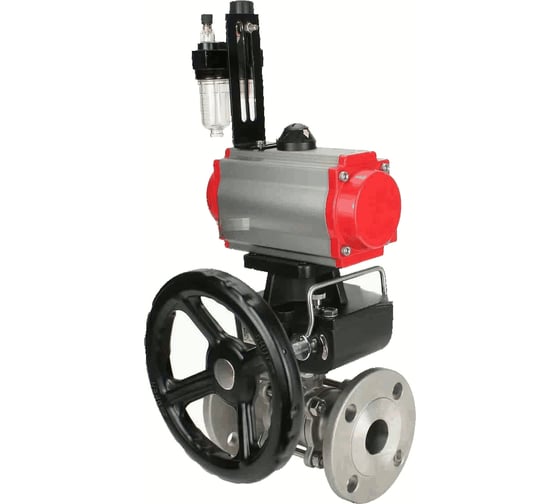 Изображение товара Кран DN.ru КШФПТ-ISO.304.180 Ду100 Ру16 WDVF, пневмопривод, пневмораспределить, дублёр, БПВ D160-68650