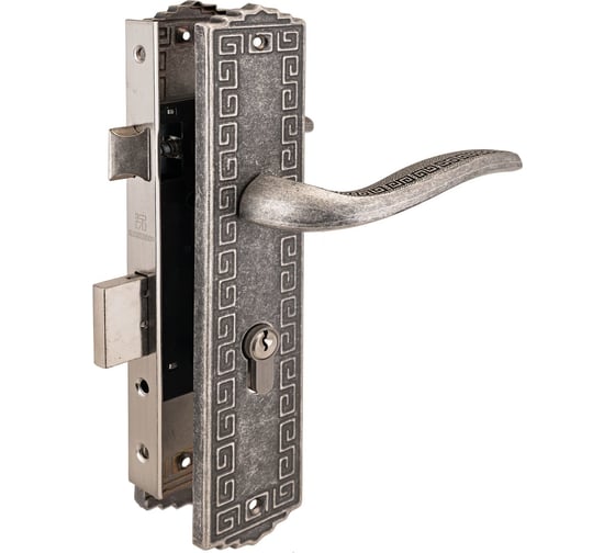 Изображение товара Врезной замок с ручками Аллюр ЗВ4-70.06 AS состаренное серебро 10572