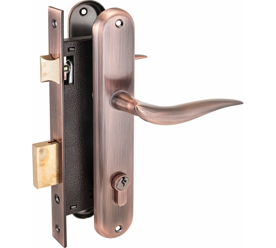 Изображение товара Врезной замок с ручками Аллюр 0205 AC старая медь 1019