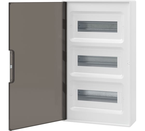 Изображение товара Щиток DKC 36 модулей, настенный, белый, с тонированной дверцей, с шин. PEN 2шт 8отв 2шт 10отв. 1 ШТ F36W1WDDIY