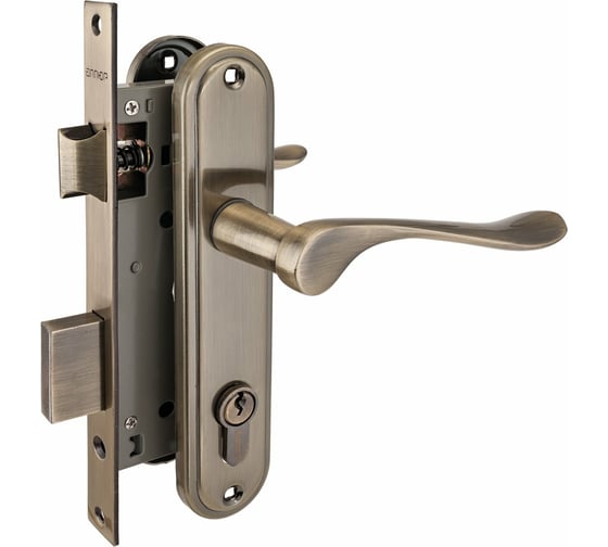 Изображение товара Врезной замок с ручками Аллюр 127/1 AB старая бронза 1078