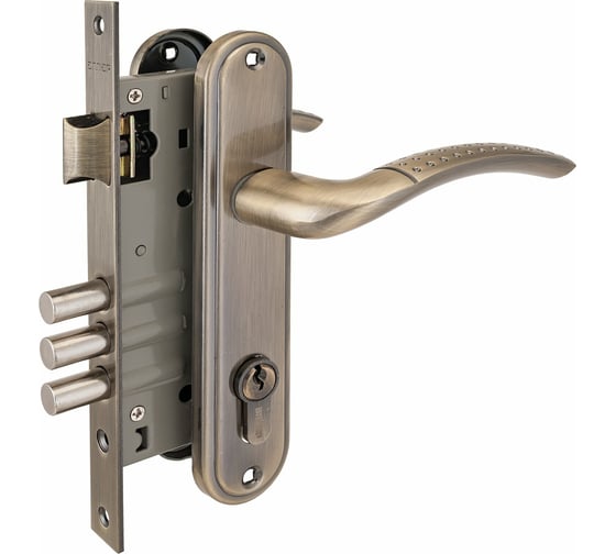 Изображение товара Врезной замок с ручками Аллюр 132/3 AB старая бронза 5964