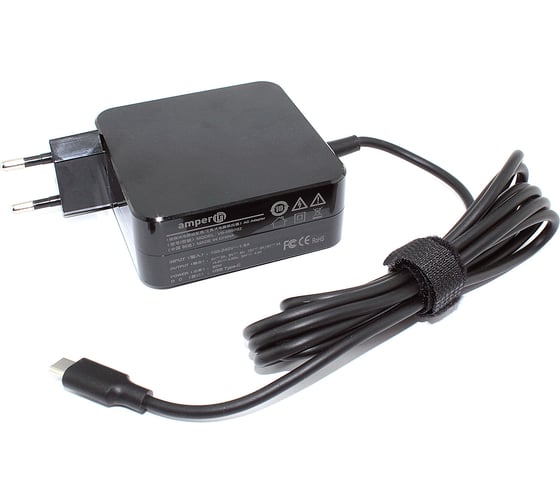 Изображение товара Блок питания AMPERIN сетевой адаптер 5V 3A - 20V 4,5A 90W Type-C квадратный корпус 099702