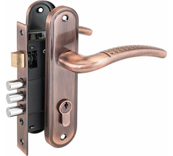 Изображение товара Врезной замок с ручками Аллюр 132/3-61А1232 AC старая медь 6805