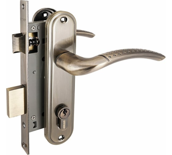 Изображение товара Врезной замок с ручками Аллюр старая бронза 1086