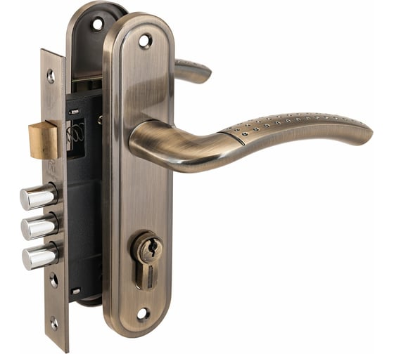 Изображение товара Врезной замок с ручками Аллюр старая бронза 6804