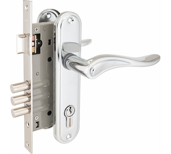 Изображение товара Врезной замок с ручками Аллюр 102/3 CP хром 5790