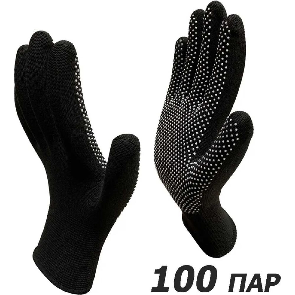 Изображение товара Перчатки рабочие Master-Pro® 100 пар МИКРОТАЧ черный, нейлоновые с ПВХ покрытием, размер 8 (S-M) 2513-NPVC-BLC-S-100