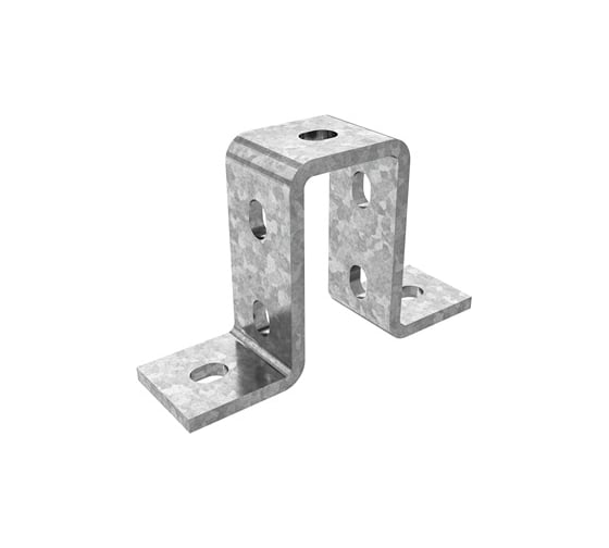 Изображение товара Скоба OSTEC прямоугольная для двойного СТРАТ-профиля 41x41 мм, по высоте, толщина 6,0 мм гальванический цинк СКП-41х82-6,0-ЭЦ