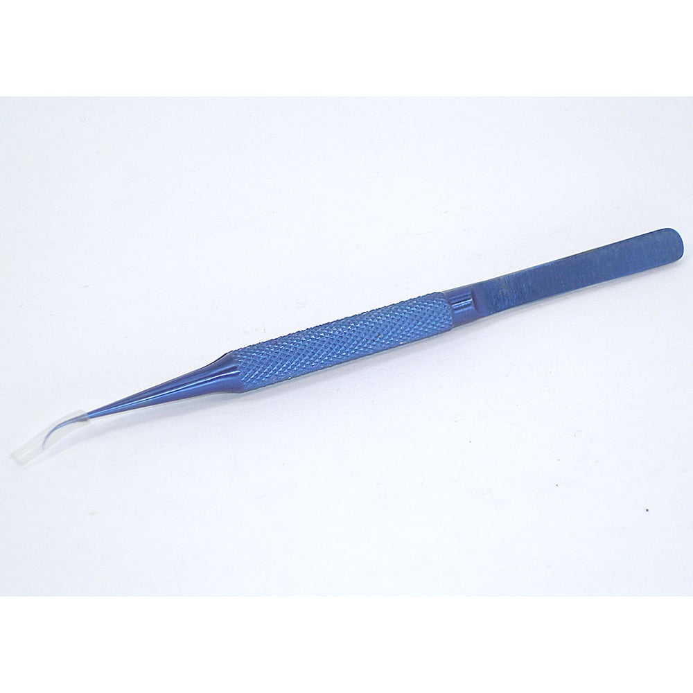 Изображение товара Титановый пинцет Amperin TB-11 заострённый синий 140мм с загнутым кончиком 060161