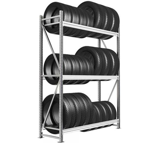 Изображение товара Стеллаж для колес, шин и дисков IRONMEBEL Optimus Pro, h-2000x1200x600, 3 яруса M-КШД2000х1200х600