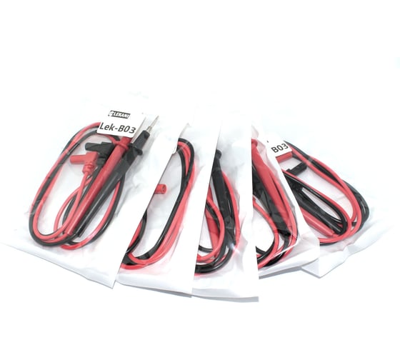 Изображение товара Щупы для тестера AMPERIN LEK-B03 никилерованный наконечник, кабель 83 см 5 шт 111269