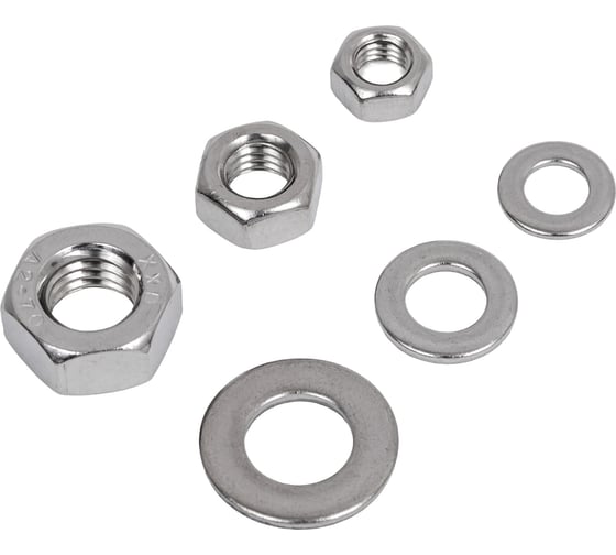 Изображение товара Набор гаек и шайб из нержавеющей стали А2 Крепсталь М 8,6,5 . 120 шт. A0022