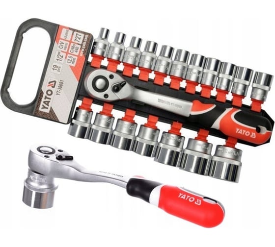 Изображение товара Набор головок с трещоткой YATO 1/2", 19 пр YT-38681 371438681 092 1