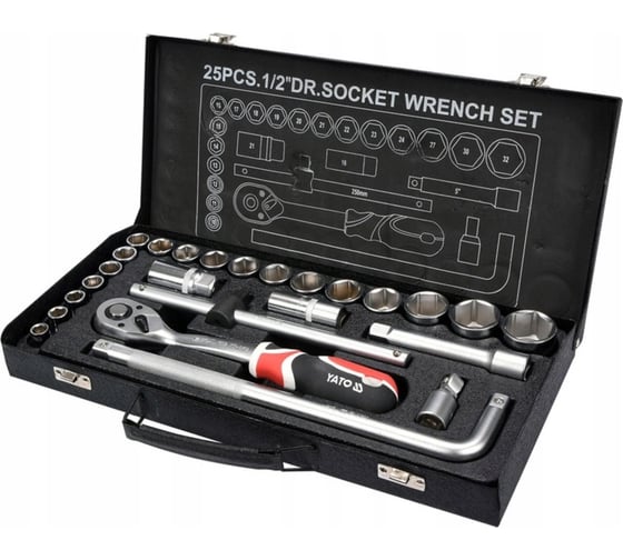 Изображение товара Набор торцевых головок YATO 1/2" 25 пр. YT-12671