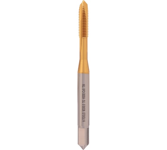 Изображение товара Метчик машинный H-Tools М3 шаг 0.5мм DIN371 HSSE-TiN 7g B/4-5P L-56мм a=2.7 115X01-C2-0030