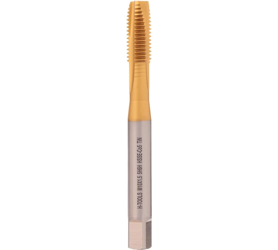 Изображение товара Метчик машинный H-Tools М10 шаг 1.5мм DIN371 HSSE-TiN 5h6h B/4-5P L-100мм a=8.0 116X01-C2-0100