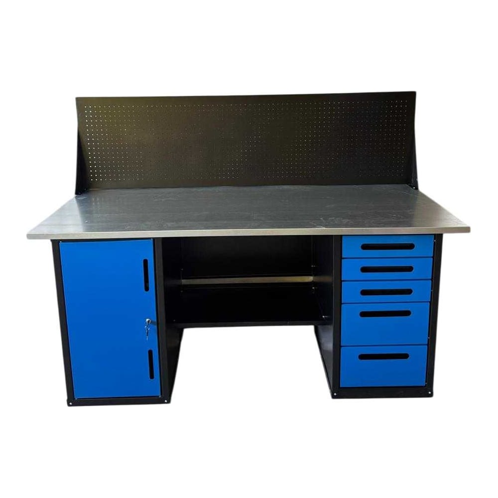 Изображение товара Верстак профессиональный двухтумбовый с ящиками и полкой GWT-V1800B4