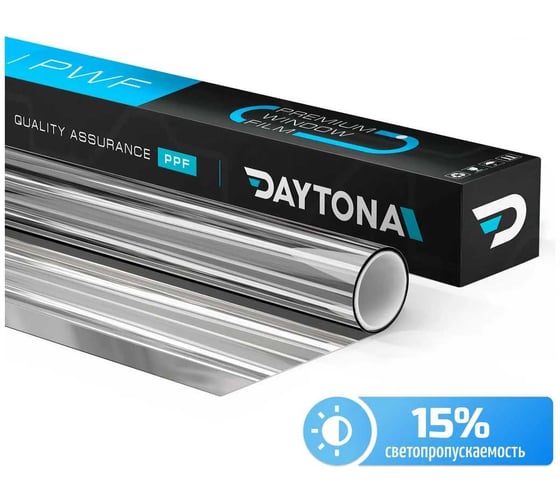 Изображение товара Набор солнцезащитной пленки на окна Daytona серебряная 15% (900x75см), зеркальная самоклеющаяся тонировка на шестистворчатое окно с функцией светоотражения и защиты от тепла NM10094