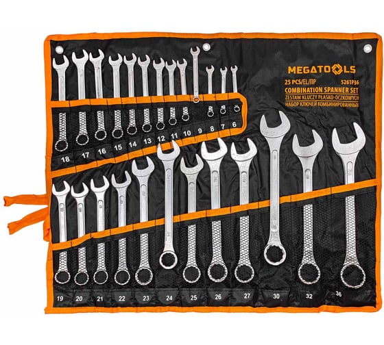 Изображение товара Набор ключей комбинированных MEGATOOLS 25 предметов MT-5261P36(62630)