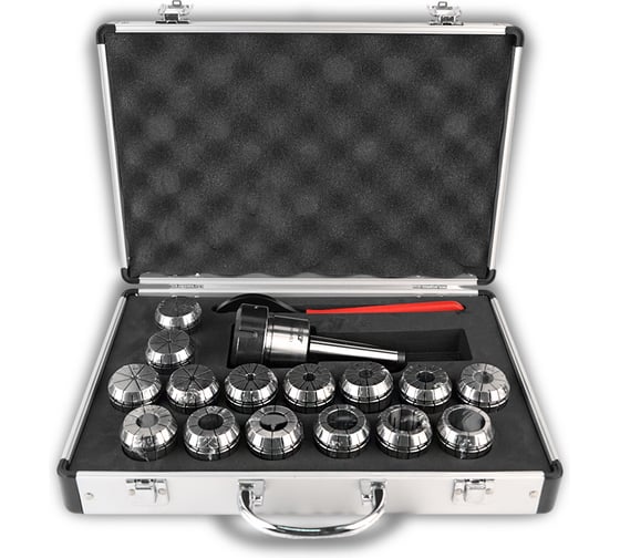 Изображение товара Цанговый патрон MetalMaster ER40 MT3 с набором цанг 3-26 мм (15 шт) 23438