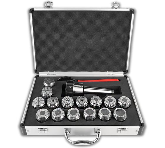 Изображение товара Цанговый патрон MetalMaster ER40 MT4 с набором цанг 3-26 мм (15 шт) 23439