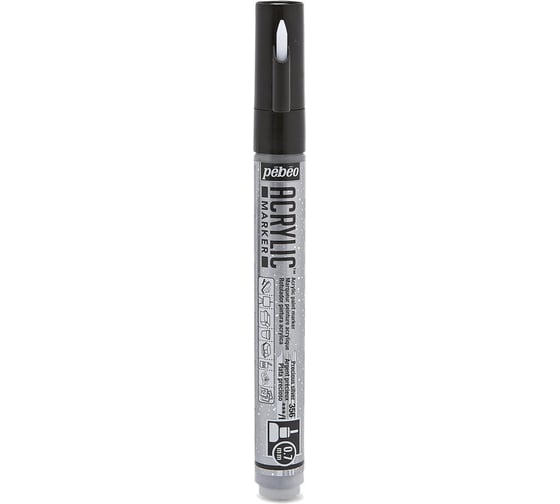 Изображение товара Маркер акриловый PEBEO Acrylic Marker 0.7 мм, перо круглое, 6 шт. 201356 (205656) Под серебро мерцающий 470177