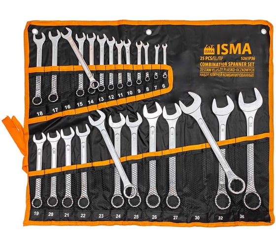 Изображение товара Набор ключей комбинированных 25 предметов ISMA ISMA-5261P36(62627)