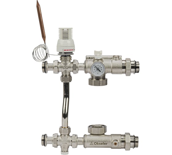 Изображение товара Блоки насосно-смесительные с термостатом OKSELER 20-60С, с перепускным клапаном без насоса 130 мм Oks00738