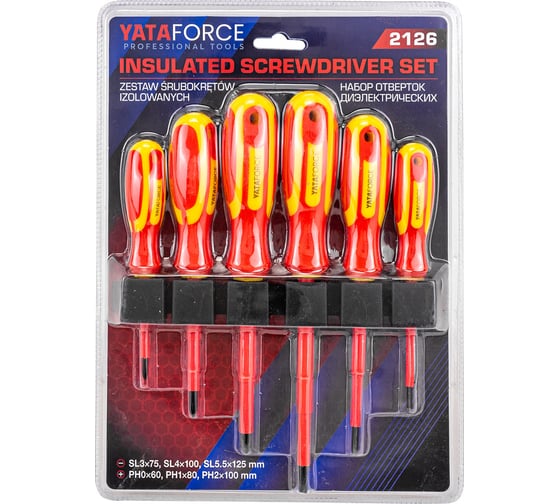Изображение товара Отвертки диэлектрические YATAFORCE набор 6 предметов YF-2126(66038)