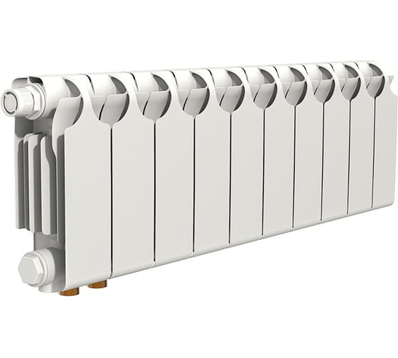 Изображение товара Радиатор биметаллический Теплоприбор с межосевым расстоянием 200мм, 10 секции, нижнее подключение слева БР1-200/10 НПЛ