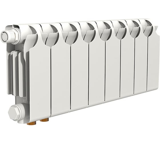 Изображение товара Радиатор биметаллический Теплоприбор с межосевым расстоянием 200мм, 8 секции, нижнее подключение слева БР1-200/08 НПЛ