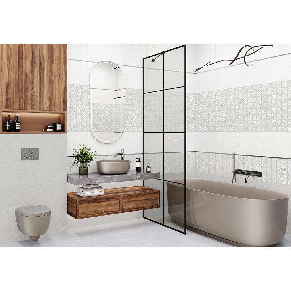 Изображение товара Облицовочная плитка Alma Ceramica Amarant 300x900x8,5 серого цвета глянцевая для стен